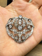 Antique 5.70ct approx Diamond Brooch 18ct White Gold Vintage Openwork Pin 13.91g