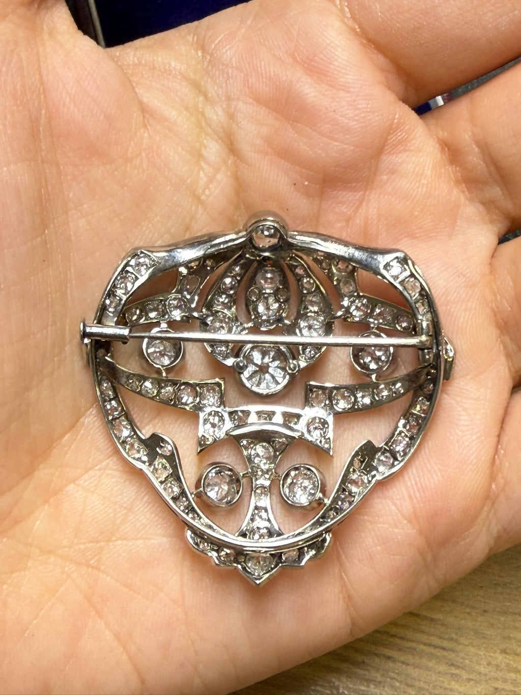 Antique 5.70ct approx Diamond Brooch 18ct White Gold Vintage Openwork Pin 13.91g