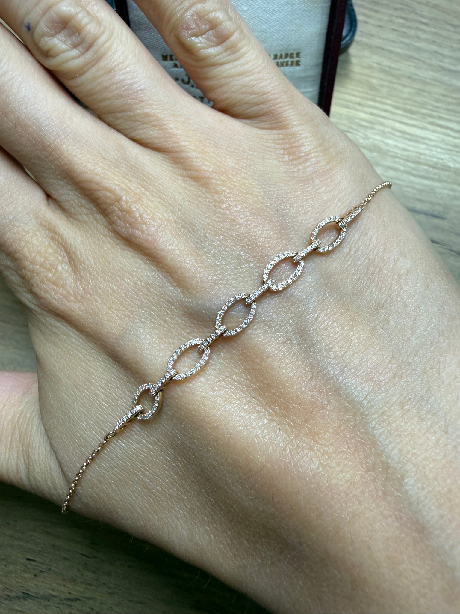 18ct Rose Gold Diamond Link Bracelet Approx. 0.48ct G-H VS-SI 19cm