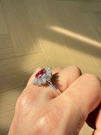 Vintage 2.84ct Ruby & 1.15ct Diamond Cluster Ring 18ct White Gold