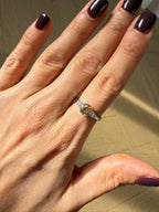 Vintage Fancy Vivid Orangey Brown Diamond Three Stone Ring