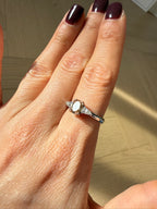 Vintage Fancy Vivid Orangey Brown Diamond Three Stone Ring