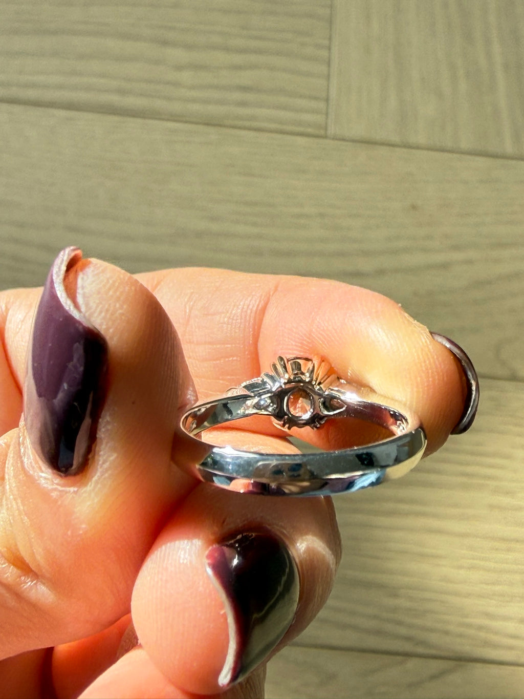 Vintage Fancy Vivid Orangey Brown Diamond Three Stone Ring