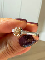 Vintage Fancy Vivid Orangey Brown Diamond Three Stone Ring