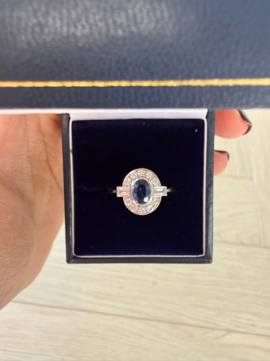 0.70ct Unheated Sapphire Diamond Halo Ring Platinum – Art Deco Style Vintage Sapphire Engagement Ring