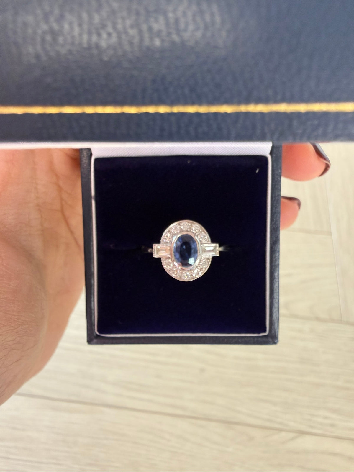 0.70ct Unheated Sapphire Diamond Halo Ring Platinum – Art Deco Style Vintage Sapphire Engagement Ring