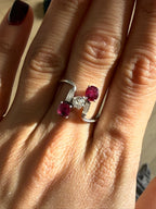 Vintage Oval Mixed Ruby & Diamond Bypass Ring