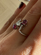 Vintage Oval Mixed Ruby & Diamond Bypass Ring