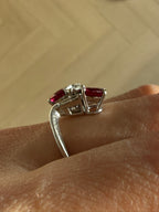 Vintage Oval Mixed Ruby & Diamond Bypass Ring