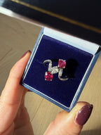 Vintage Oval Mixed Ruby & Diamond Bypass Ring