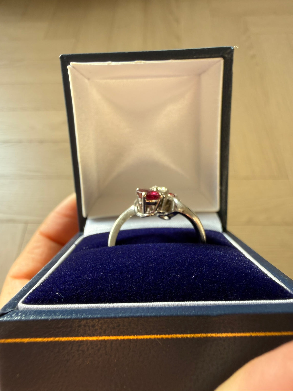 Vintage Oval Mixed Ruby & Diamond Bypass Ring
