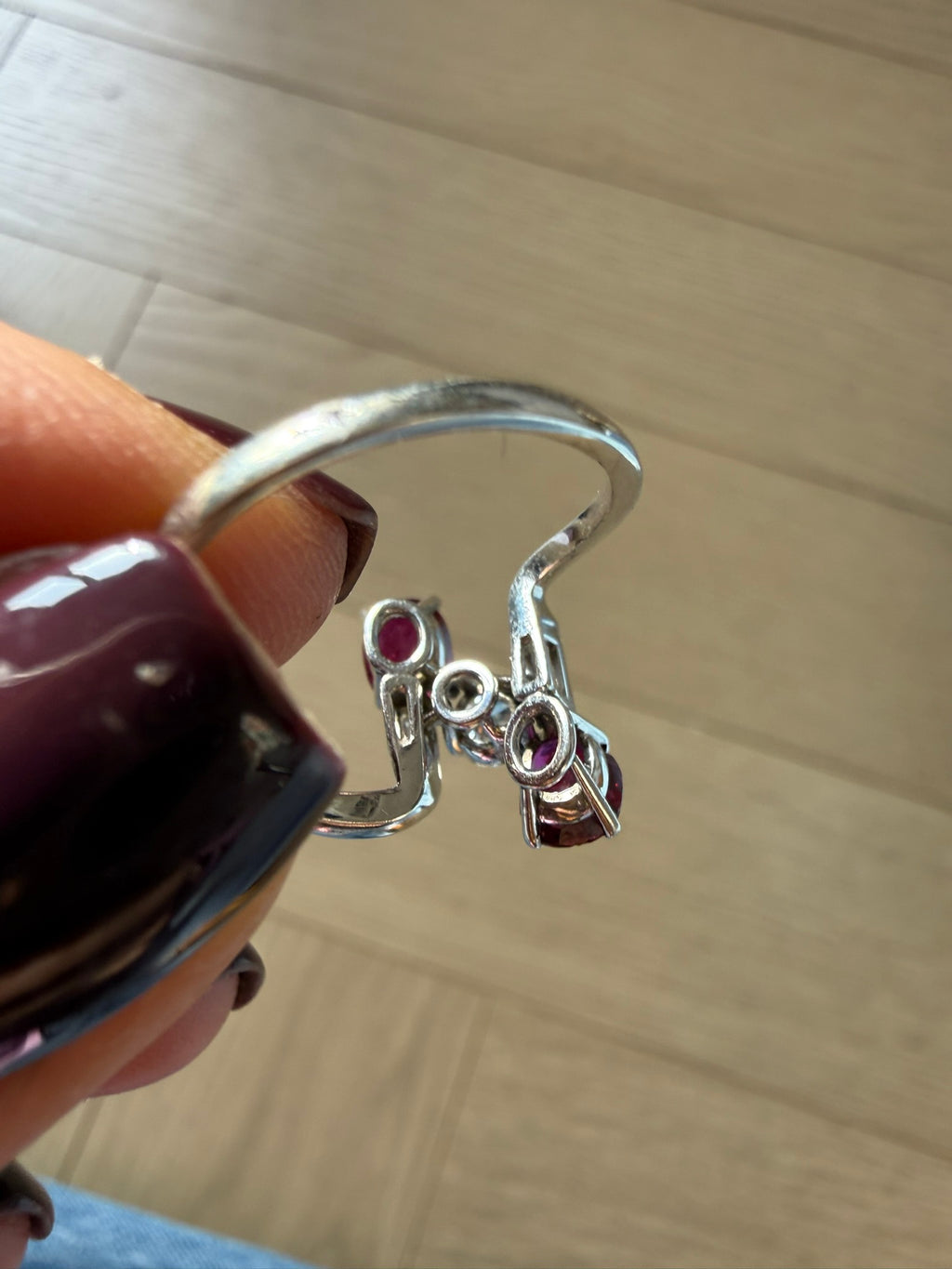 Vintage Oval Mixed Ruby & Diamond Bypass Ring