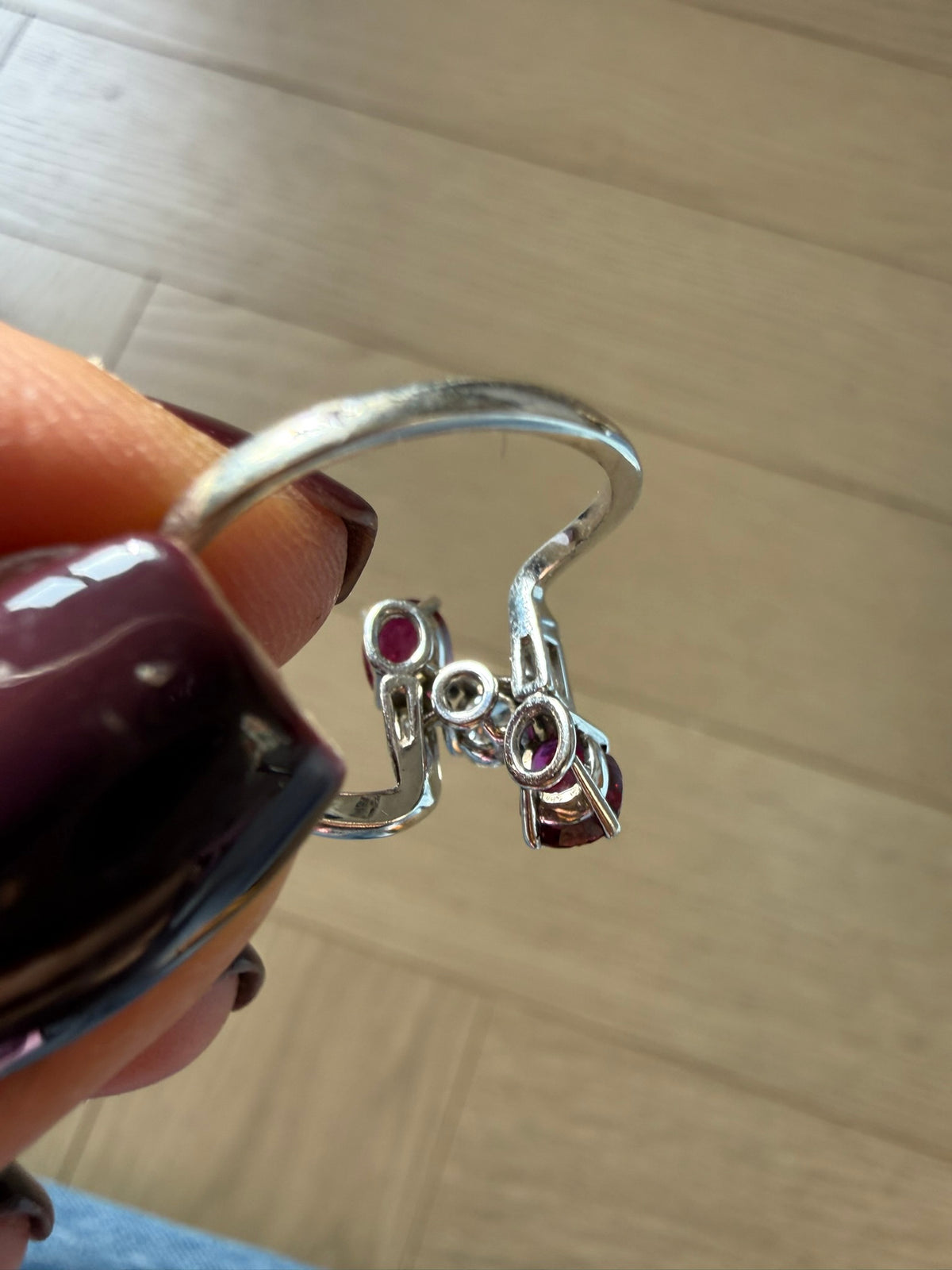 Vintage Oval Mixed Ruby & Diamond Bypass Ring