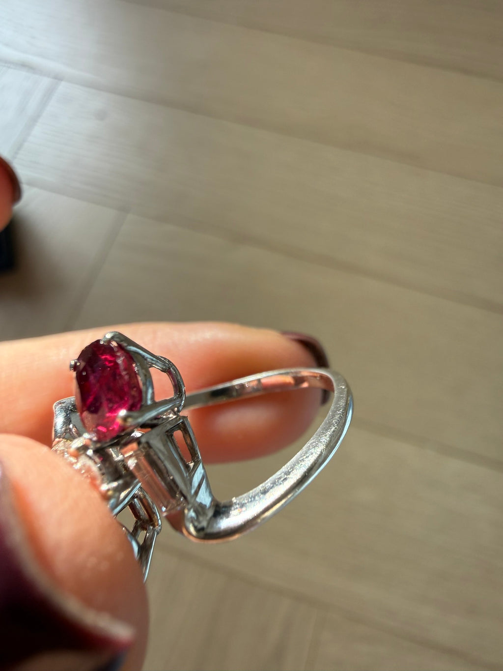 Vintage Oval Mixed Ruby & Diamond Bypass Ring