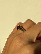 Vintage 1970s Ruby & Diamond 18ct Gold Ring