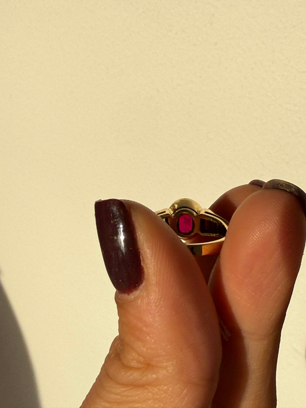 Vintage 1970s Ruby & Diamond 18ct Gold Ring