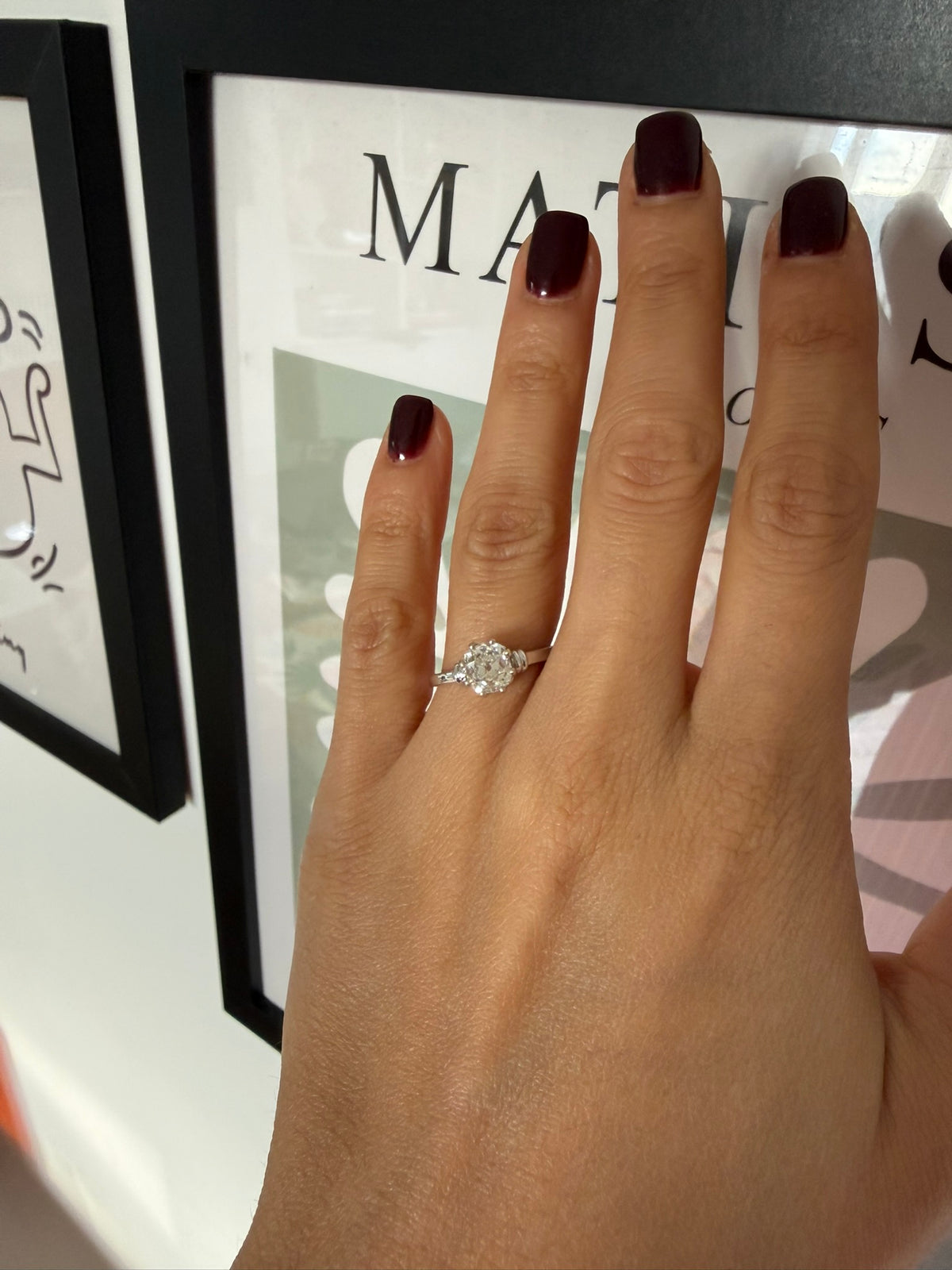 Old Cut Diamond Solitaire Ring | 1.38ct Cushion Diamond in 18ct White Gold