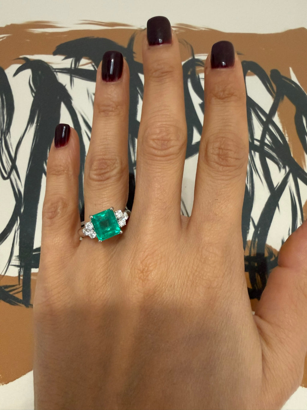 3.08ct Colombian Emerald & Diamond Ring