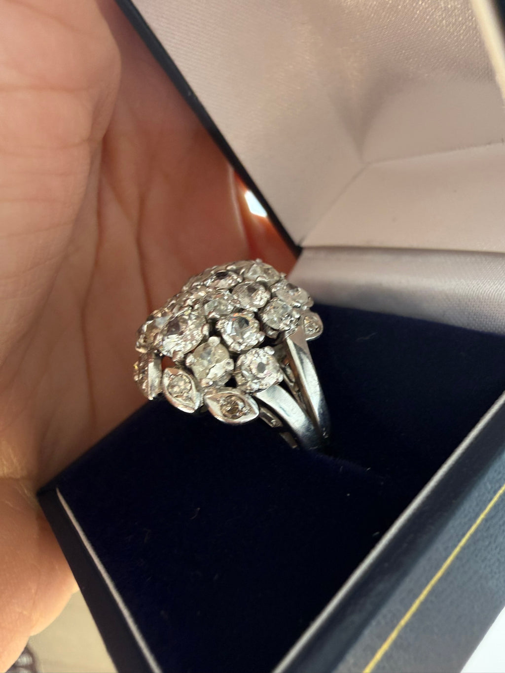 Vintage Old Mine Cut Diamond Cluster Dress Ring