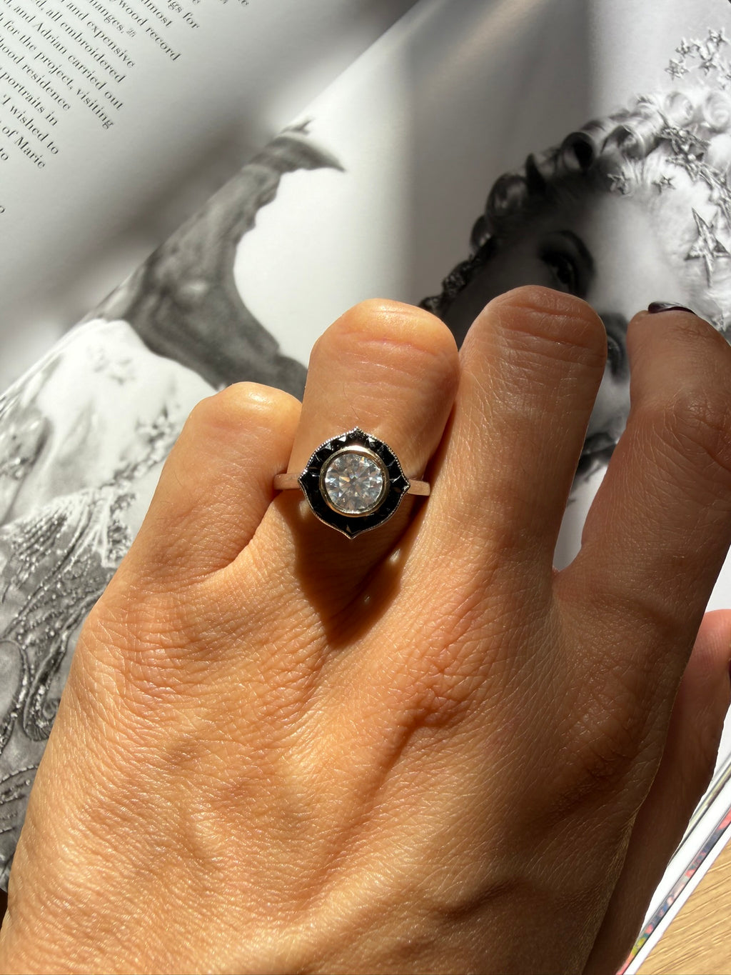 1.00ct Diamond Black Onyx Solitaire Ring