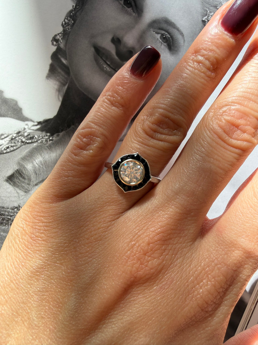 1.00ct Diamond Black Onyx Solitaire Ring