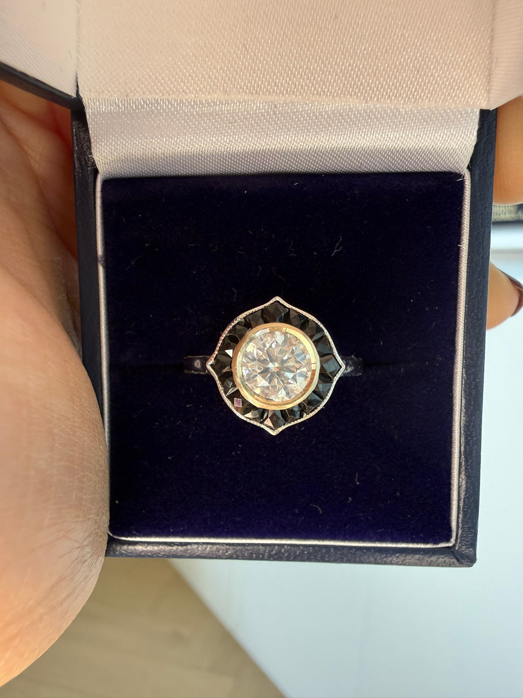1.00ct Diamond Black Onyx Solitaire Ring