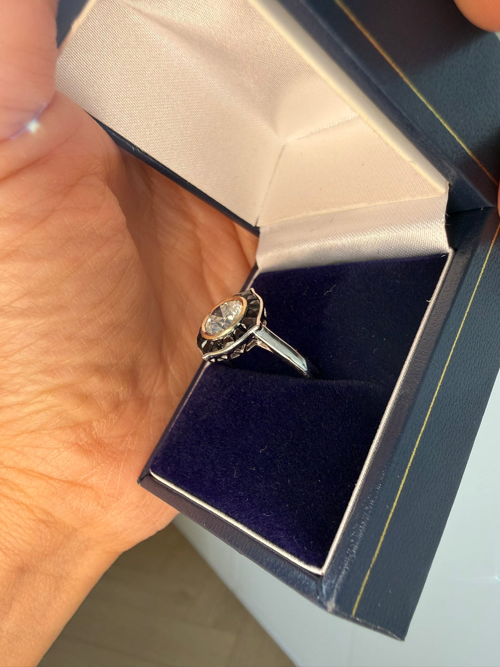 1.00ct Diamond Black Onyx Solitaire Ring