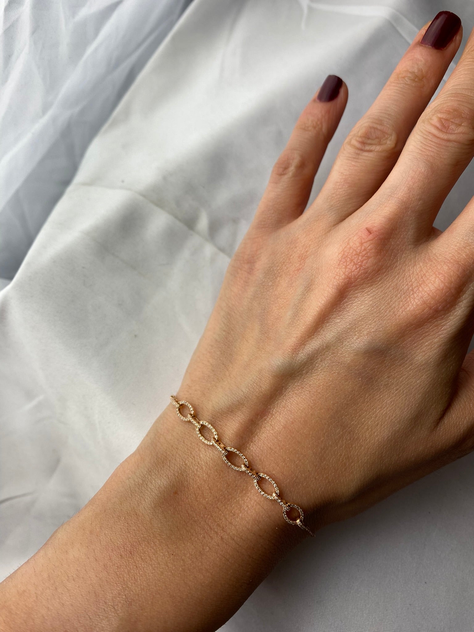 18ct Rose Gold Diamond Link Bracelet Approx. 0.48ct G-H VS-SI 19cm