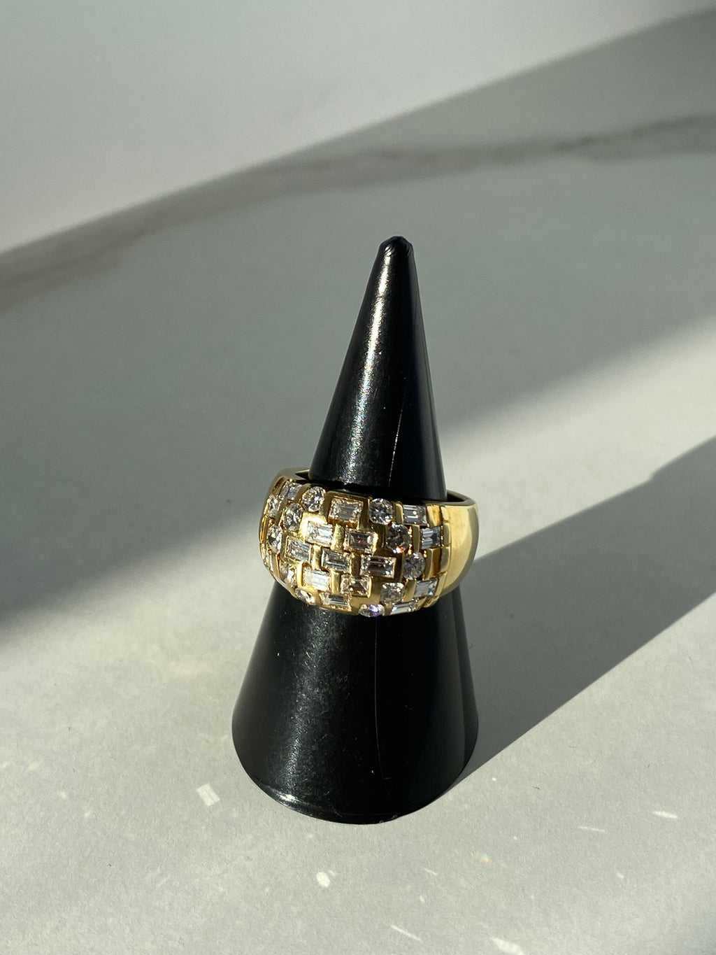 1.35ct Mixed Cut Diamond Chunky Ring | Baguette & Round | 18K Yellow Gold