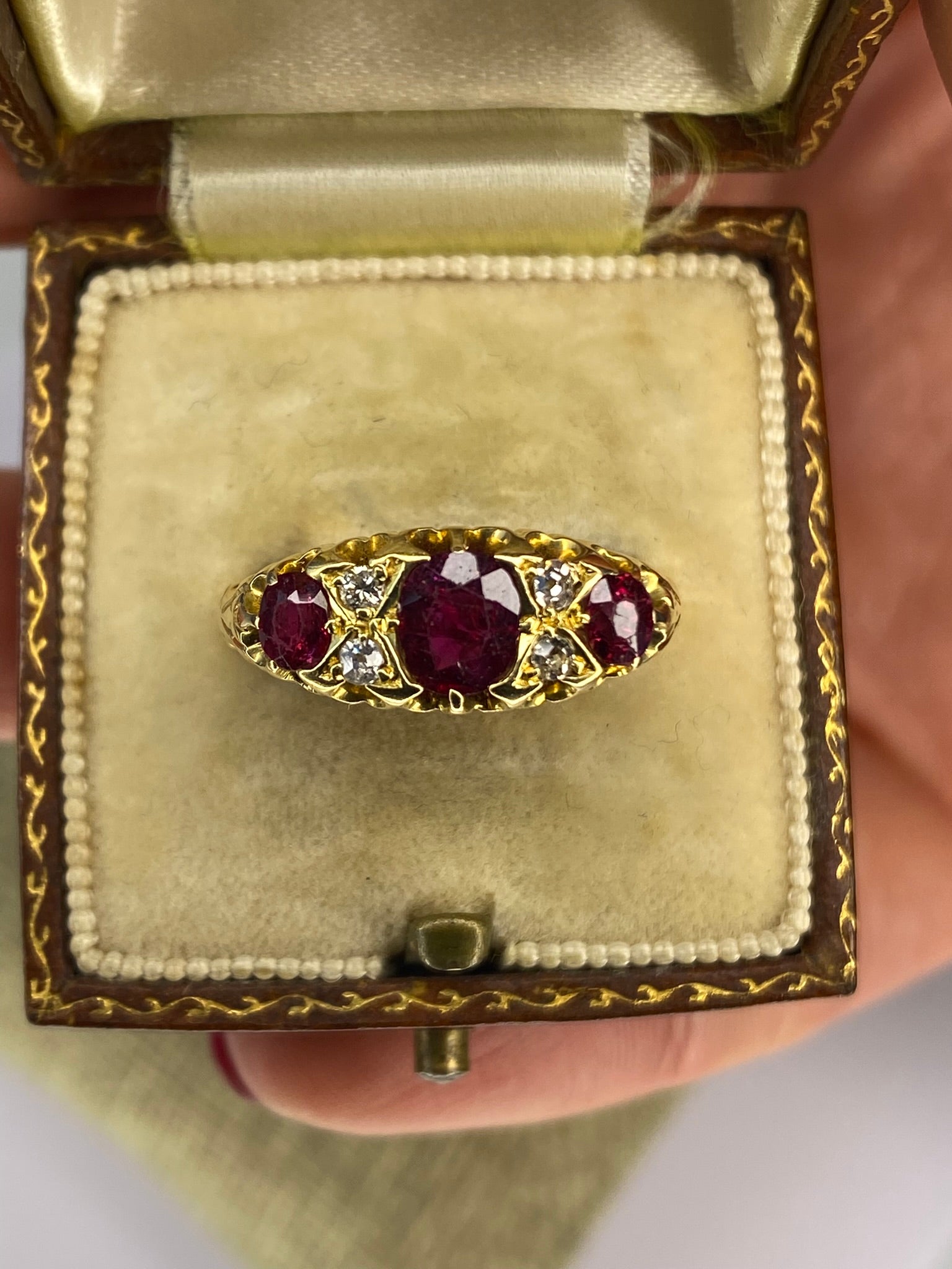 Victorian Ruby & Diamond Ring | 1.00ct Ruby | 18ct Yellow Gold