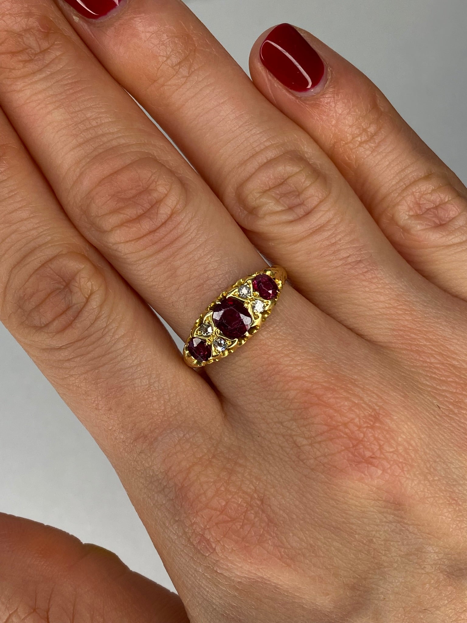 Victorian Ruby & Diamond Ring | 1.00ct Ruby | 18ct Yellow Gold