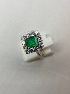 Emerald & Diamond Cluster Ring | 1.46ct Square-Cut Emerald in 18ct White Gold