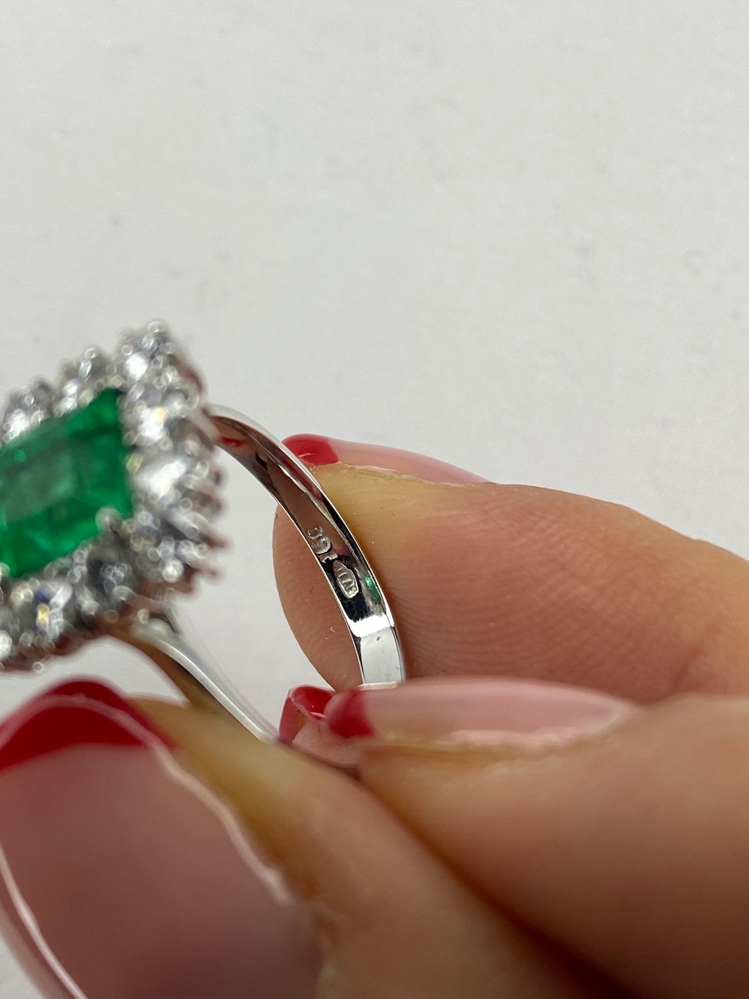 Emerald & Diamond Cluster Ring | 1.46ct Square-Cut Emerald in 18ct White Gold