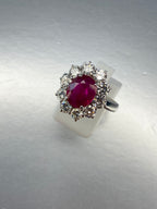 Ruby & Diamond Cluster Ring | 2.47ct Natural Ruby & 1.90ct Diamond in 18ct White Gold