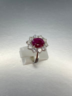 Ruby & Diamond Cluster Ring | 2.47ct Natural Ruby & 1.90ct Diamond in 18ct White Gold