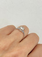 Old Cut Diamond Bamboo Solitaire Ring | 1.38ct Cushion Diamond in 18ct White Gold