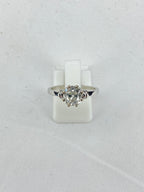 Old Cut Diamond Bamboo Solitaire Ring | 1.38ct Cushion Diamond in 18ct White Gold