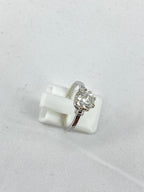 Old Cut Diamond Bamboo Solitaire Ring | 1.38ct Cushion Diamond in 18ct White Gold