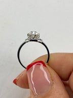 Old Cut Diamond Bamboo Solitaire Ring | 1.38ct Cushion Diamond in 18ct White Gold