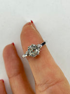 Old Cut Diamond Bamboo Solitaire Ring | 1.38ct Cushion Diamond in 18ct White Gold