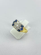 Vintage Pavé Signet Ring | Diamond & Sapphire in 18ct Gold (1970s)