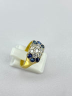 Vintage Pavé Signet Ring | Diamond & Sapphire in 18ct Gold (1970s)