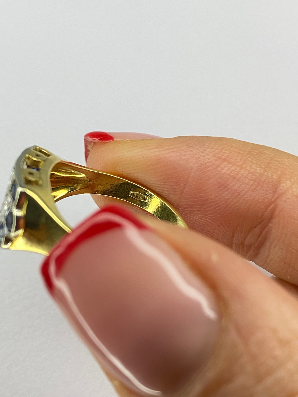 Vintage Pavé Signet Ring | Diamond & Sapphire in 18ct Gold (1970s)