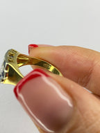 Vintage Pavé Signet Ring | Diamond & Sapphire in 18ct Gold (1970s)