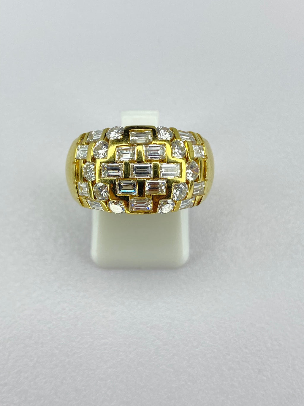 1.35ct Mixed Cut Diamond Chunky Ring | Baguette & Round | 18K Yellow Gold
