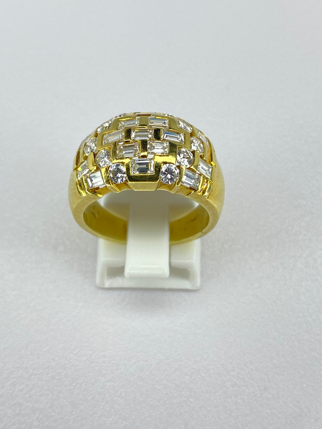 1.35ct Mixed Cut Diamond Chunky Ring | Baguette & Round | 18K Yellow Gold