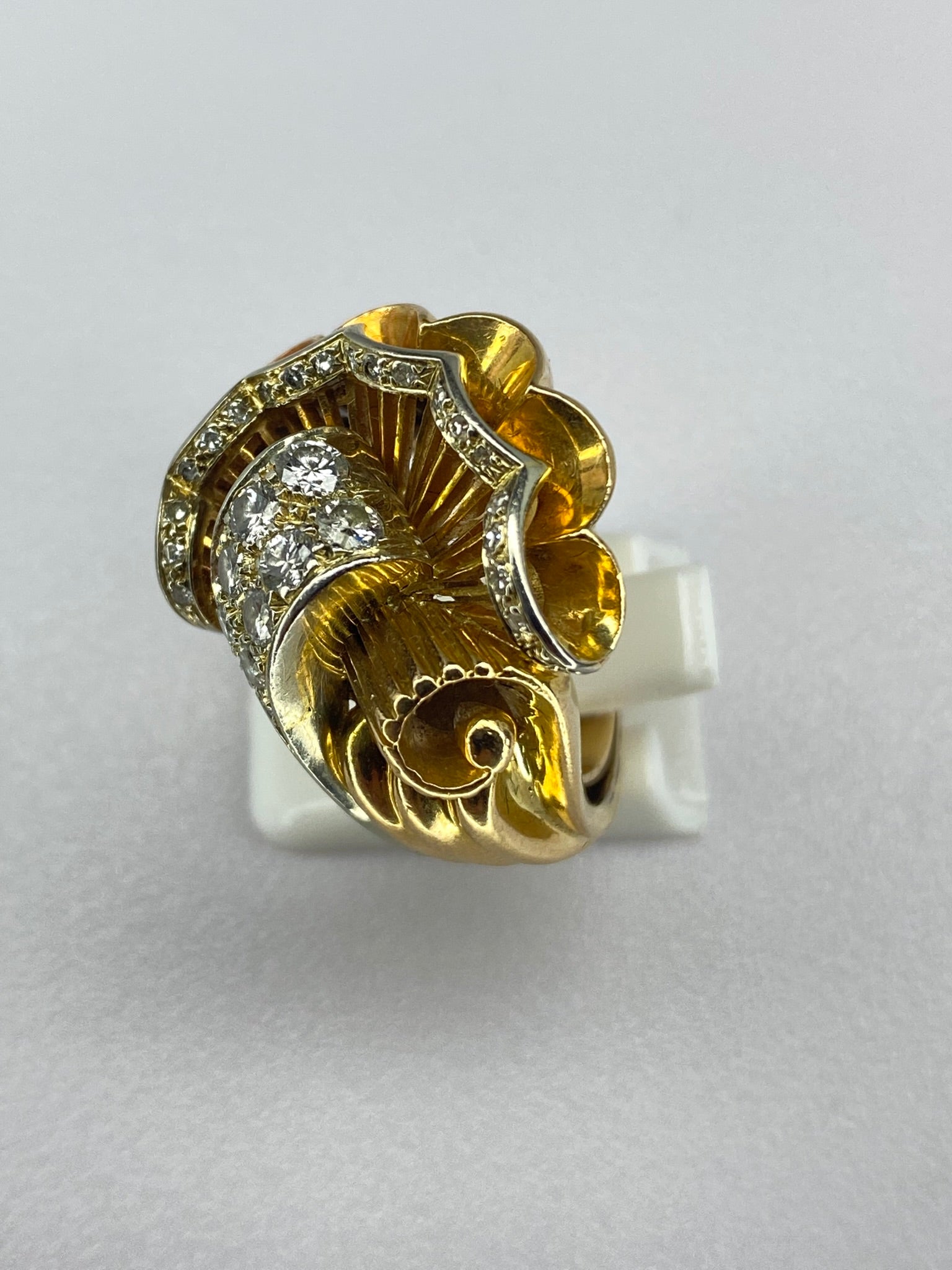 Vintage Diamond Bow Ring | 0.70ct Diamond | 18ct Yellow Gold Statement Ring