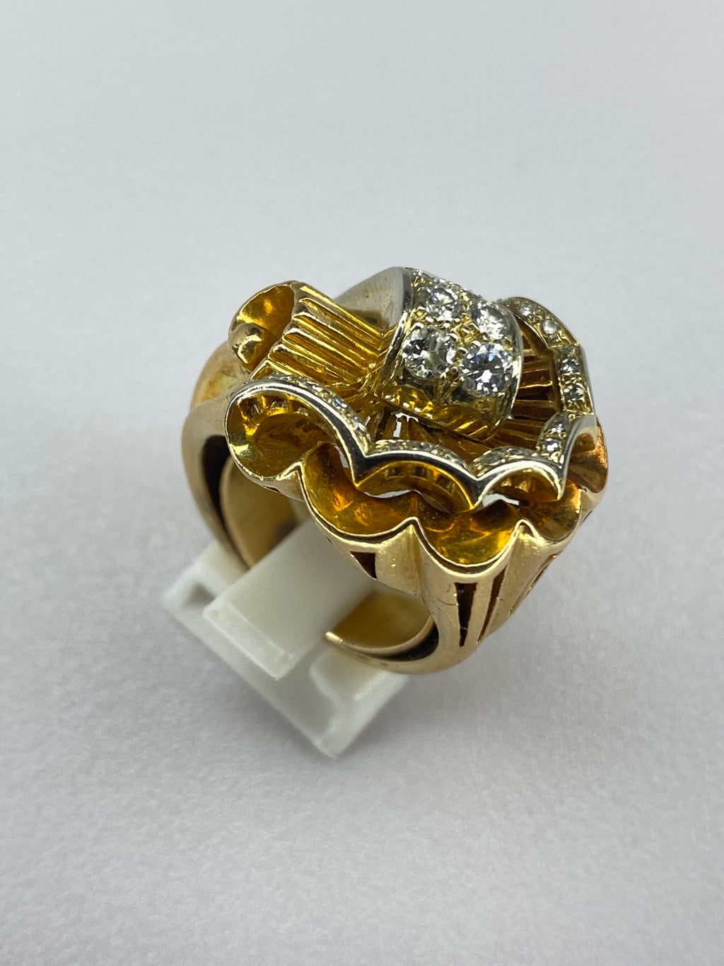 Vintage Diamond Bow Ring | 0.70ct Diamond | 18ct Yellow Gold Statement Ring