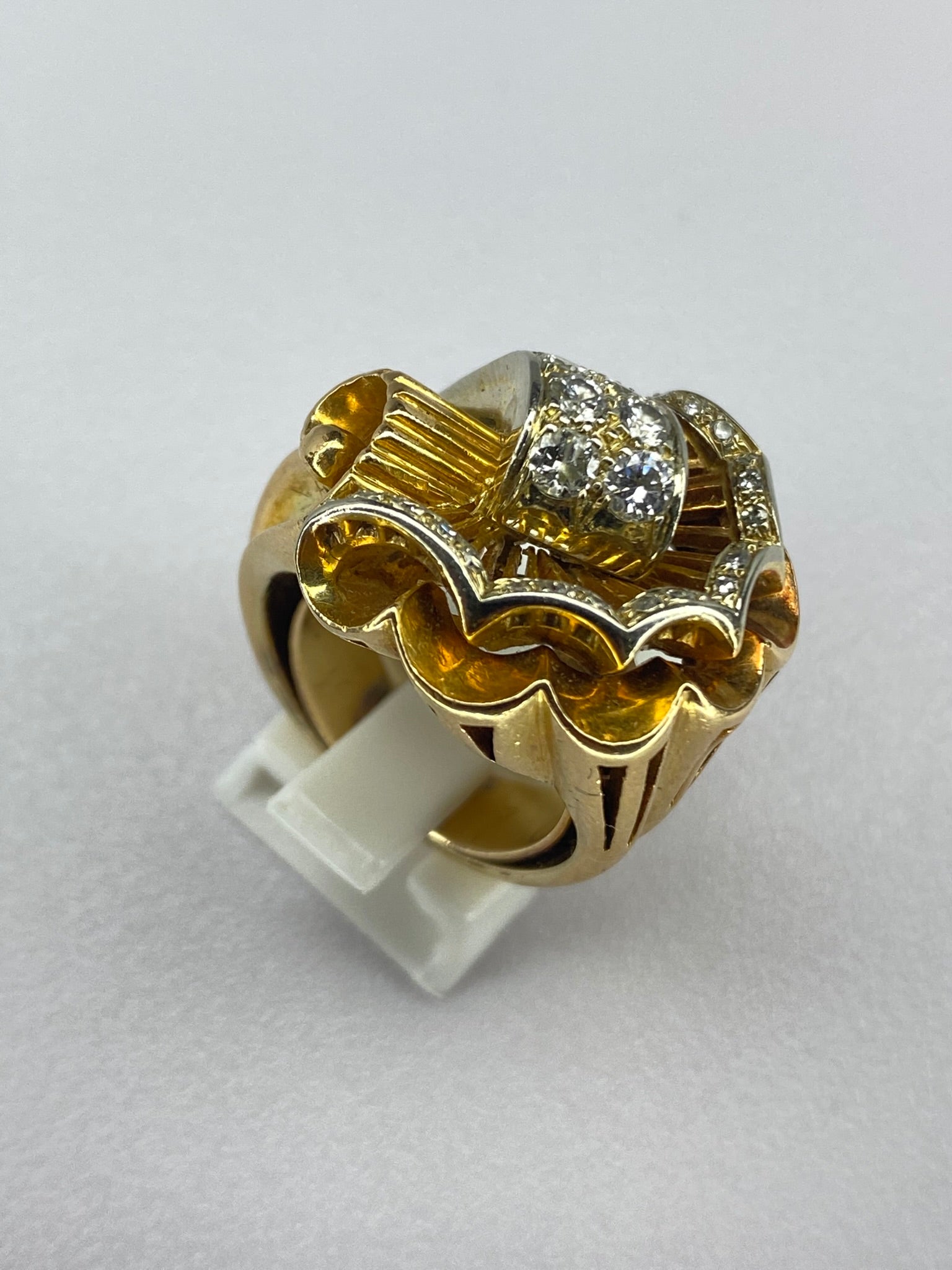 Vintage Diamond Bow Ring | 0.70ct Diamond | 18ct Yellow Gold Statement Ring