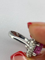 Pink Tourmaline & Diamond Halo Ring in White Gold